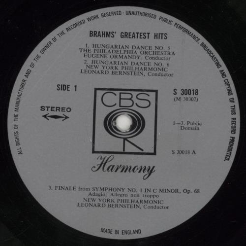 Johannes Brahms Brahms' Greatest Hits vinyl LP album (LP record) UK B10LPBR644649