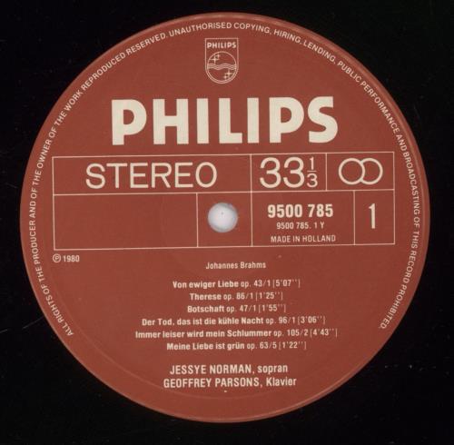 Johannes Brahms Brahms: Lieder vinyl LP album (LP record) Dutch B10LPBR892575