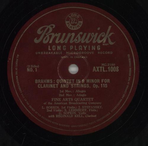 Johannes Brahms Brahms: Quintet In B Minor, Op. 115 For Clarinet And Strings vinyl LP album (LP record) UK B10LPBR862314