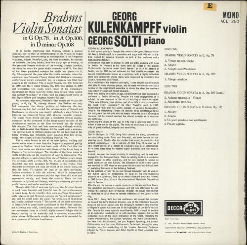 Johannes Brahms Brahms: Violin Sonatas vinyl LP album (LP record) UK B10LPBR856792