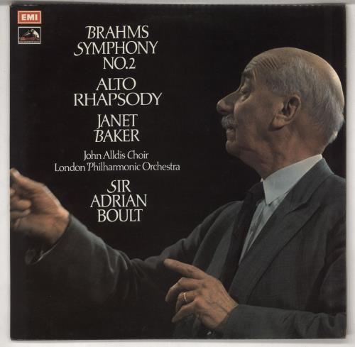 Johannes Brahms Symphony No. 2 & Alto Rhapsody - b&w stamp vinyl LP album (LP record) UK B10LPSY737152