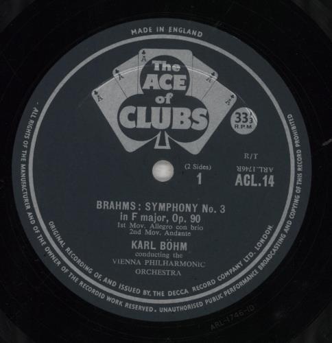 Johannes Brahms Symphony No. 3 in F Major, Opus 90 vinyl LP album (LP record) UK B10LPSY784228