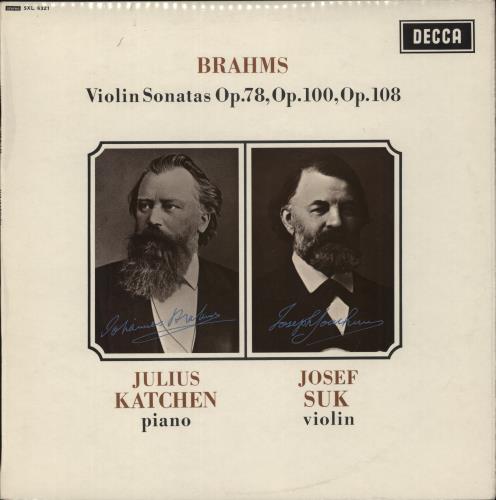 Johannes Brahms Violin Sonatas Op. 78, 100, 108 vinyl LP album (LP record) UK B10LPVI873665