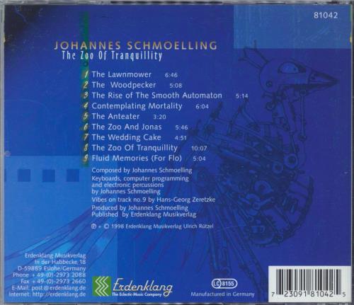 Johannes Schmoelling The Zoo Of Tranquillity CD album (CDLP) German SCHCDTH786795