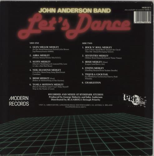 John Anderson Band Let's Dance vinyl LP album (LP record) UK 2T9LPLE759465
