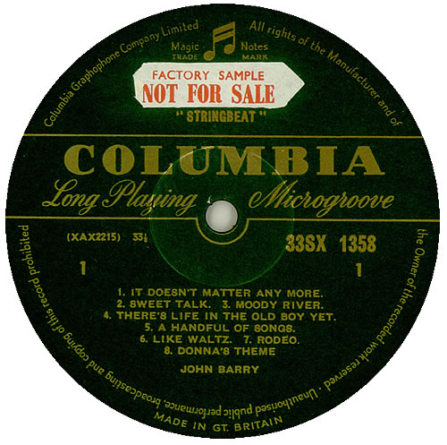 John Barry (Composer) Stringbeat vinyl LP album (LP record) UK JBYLPST450015