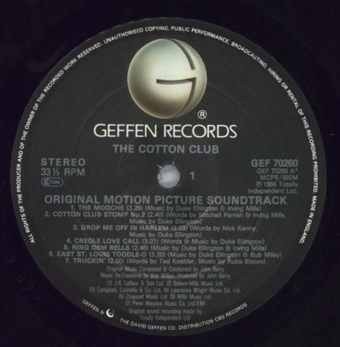 John Barry (Composer) The Cotton Club - Open Shrink vinyl LP album (LP record) UK JBYLPTH822207