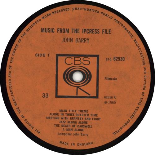 John Barry (Composer) The Ipcress File vinyl LP album (LP record) UK JBYLPTH692458