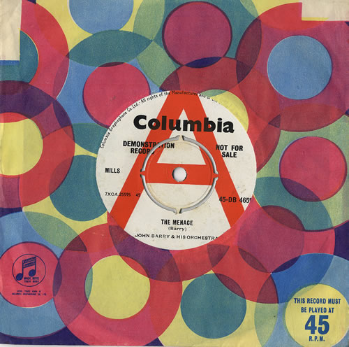 John Barry (Composer) The Menace 7" vinyl single (7 inch record / 45) UK JBY07TH480673