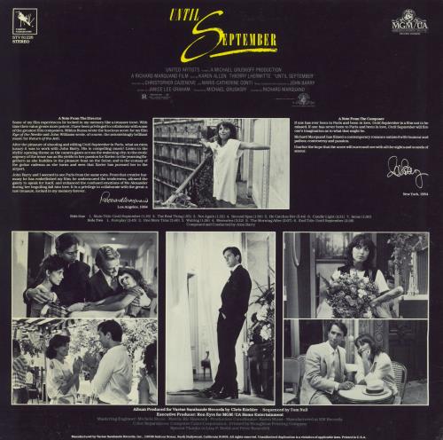 John Barry (Composer) Until September OST vinyl LP album (LP record) US JBYLPUN820587
