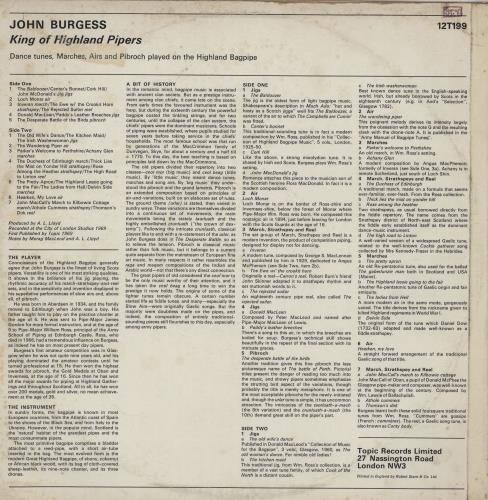 John Burgess King Of Highland Pipers vinyl LP album (LP record) UK 21YLPKI761915