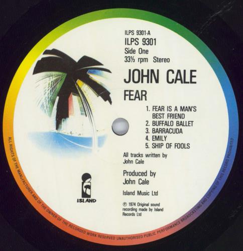 John Cale Fear vinyl LP album (LP record) UK JCALPFE519059