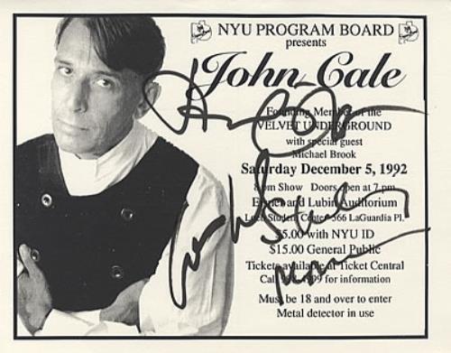 John Cale Signed Television Show Advertisement memorabilia US JCAMMSI340344