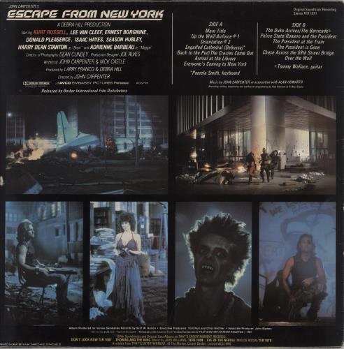 John Carpenter Escape From New York - EX vinyl LP album (LP record) UK JZVLPES825974