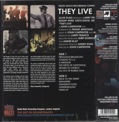 John Carpenter They Live - Clear Vinyl vinyl LP album (LP record) UK JZVLPTH851708