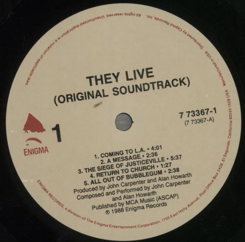 John Carpenter They Live - VG/EX vinyl LP album (LP record) US JZVLPTH856969