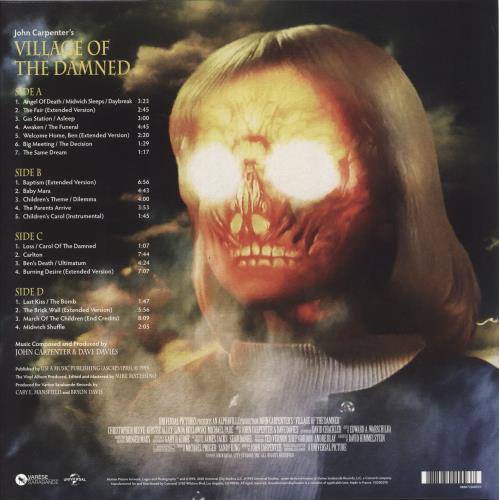 John Carpenter Village Of The Damned [Original Motion Picture Soundtrack] - BFRSD - Orange Marbled Vinyl 2-LP vinyl record set (Double LP Album) US JZV2LVI858139