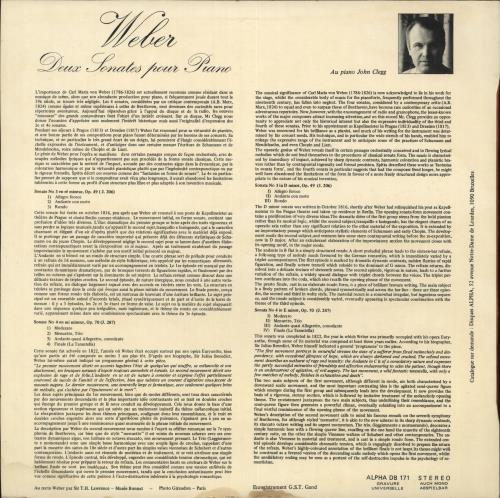 John Clegg Weber: Deux Sonates Pour Piano vinyl LP album (LP record) French ZQHLPWE718746