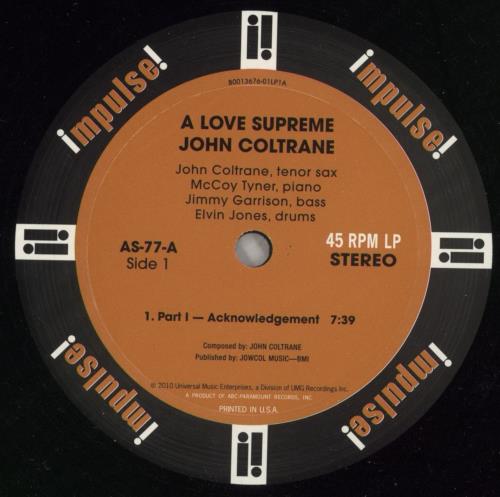 John Coltrane A Love Supreme - 200gm Vinyl 2-LP vinyl record set (Double LP Album) US JCO2LAL869293
