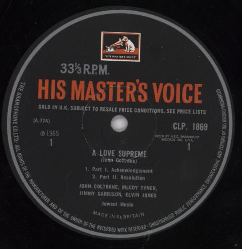 John Coltrane A Love Supreme - VG vinyl LP album (LP record) UK JCOLPAL836162
