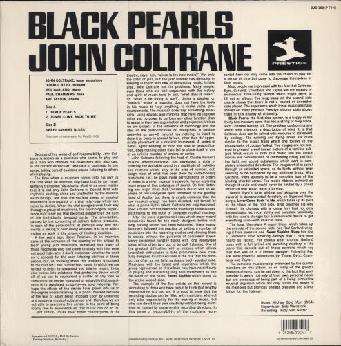 John Coltrane Black Pearls - stickered shrink vinyl LP album (LP record) US JCOLPBL780451
