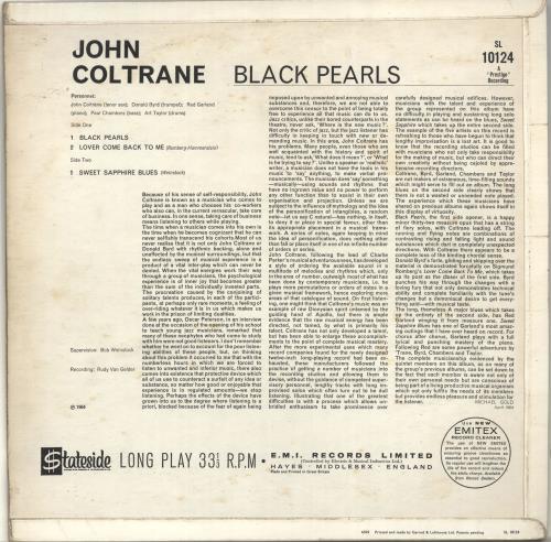 John Coltrane Black Pearls vinyl LP album (LP record) UK JCOLPBL448407