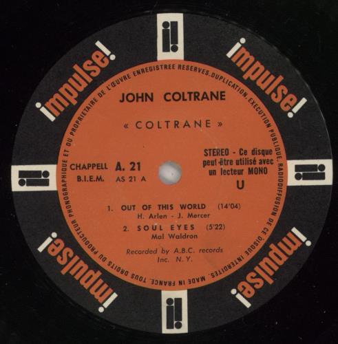 John Coltrane Coltrane vinyl LP album (LP record) French JCOLPCO880145