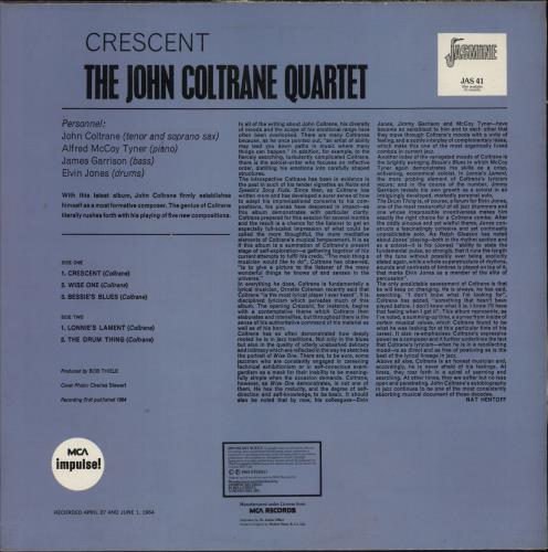 John Coltrane Crescent vinyl LP album (LP record) UK JCOLPCR877309
