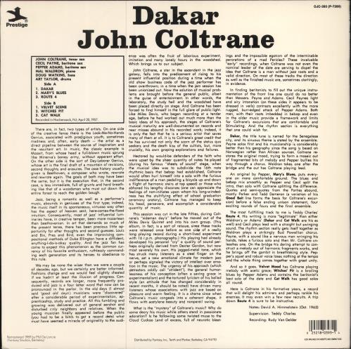 John Coltrane Dakar vinyl LP album (LP record) US JCOLPDA780466