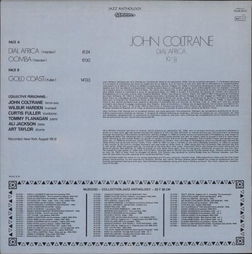 John Coltrane Dial Africa 1958 vinyl LP album (LP record) French JCOLPDI661288