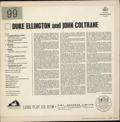 John Coltrane Duke Ellington And John Coltrane vinyl LP album (LP record) UK JCOLPDU448845