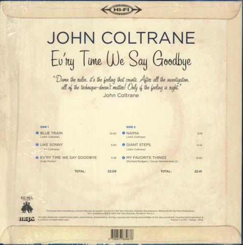John Coltrane Evry Time We Say Goodbye - 180gm Blue Vinyl vinyl LP album (LP record) UK JCOLPEV875574