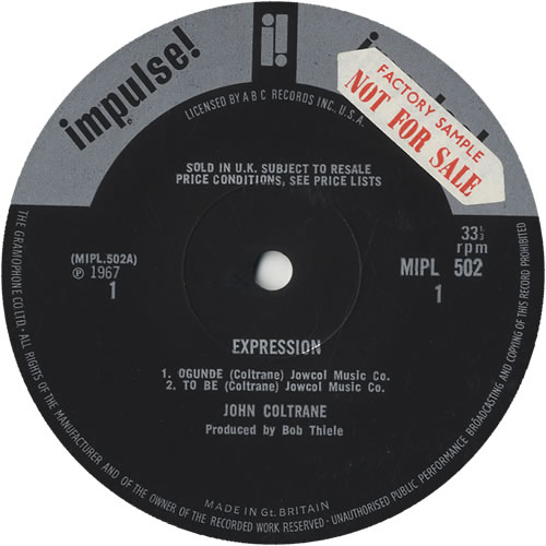 John Coltrane Expression - Factory Sample vinyl LP album (LP record) UK JCOLPEX450030