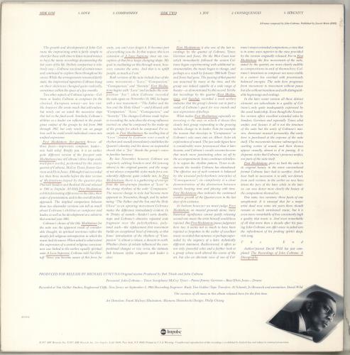 John Coltrane First Meditation vinyl LP album (LP record) US JCOLPFI703589