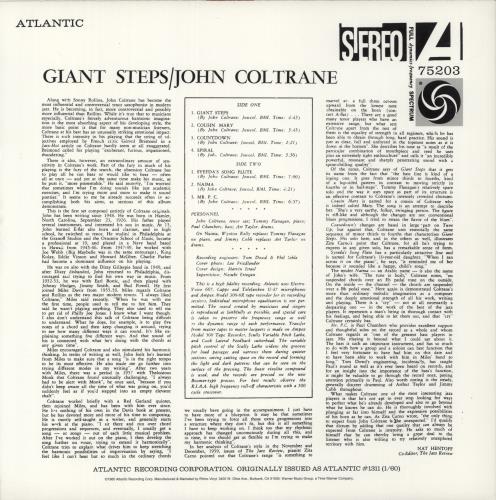 John Coltrane Giant Steps vinyl LP album (LP record) US JCOLPGI350286