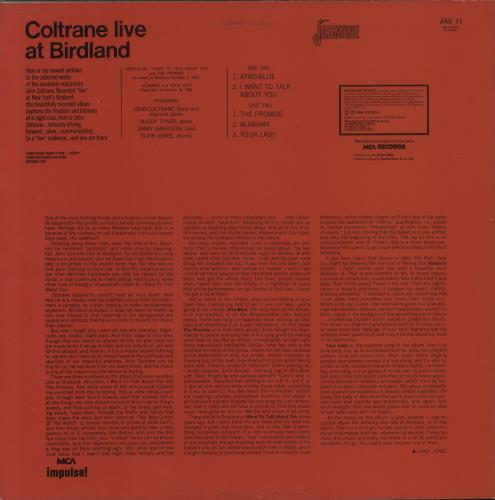 John Coltrane Live At Birdland vinyl LP album (LP record) UK JCOLPLI541222