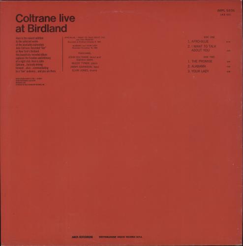 John Coltrane Live At Birdland vinyl LP album (LP record) French JCOLPLI880250