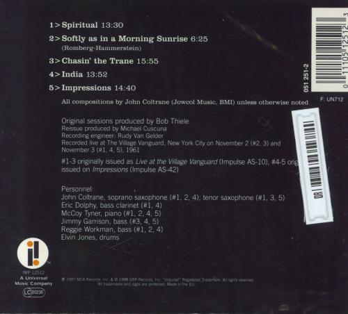 John Coltrane Live At The Village Vanguard (The Master Takes) - Sealed CD album (CDLP) UK JCOCDLI833006