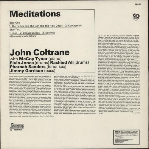 John Coltrane Meditations vinyl LP album (LP record) UK JCOLPME541223