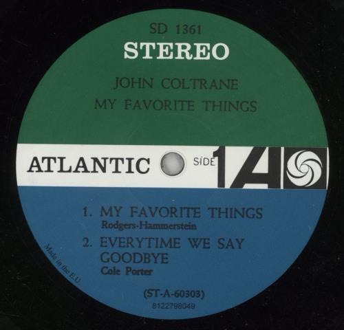 John Coltrane My Favorite Things - 180gm Vinyl vinyl LP album (LP record) US JCOLPMY869314