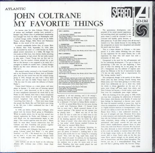 John Coltrane My Favorite Things - 180gm 2-LP vinyl record set (Double LP Album) US JCO2LMY832069