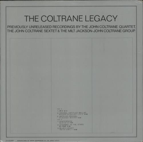 John Coltrane The Coltrane Legacy vinyl LP album (LP record) Japanese JCOLPTH880796