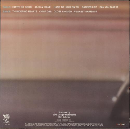 John Cougar Mellencamp American Fool vinyl LP album (LP record) Canadian JMELPAM810280