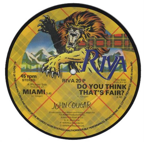 John Cougar Mellencamp Miami 7" vinyl picture disc (7 inch picture disc single) UK JME7PMI92140