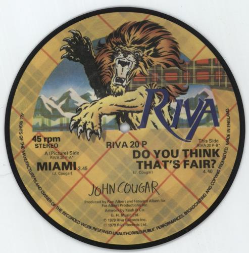 John Cougar Mellencamp Miami 7" vinyl picture disc (7 inch picture disc single) UK JME7PMI92140