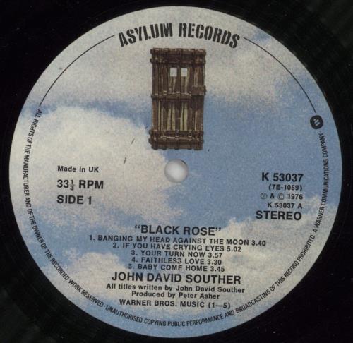John David Souther Black Rose vinyl LP album (LP record) UK JDSLPBL283597