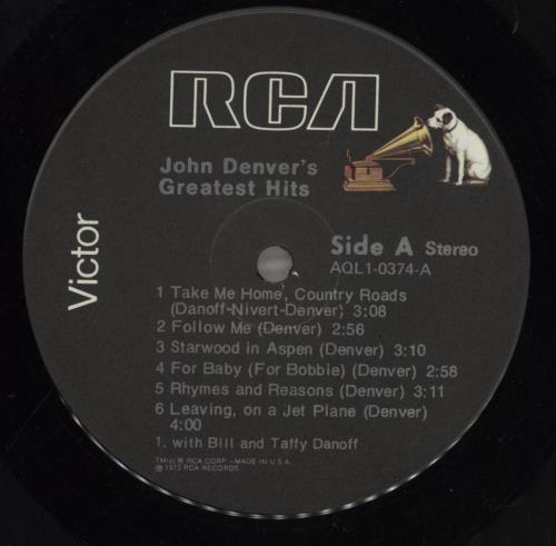 John Denver Greatest Hits vinyl LP album (LP record) US DNVLPGR858815