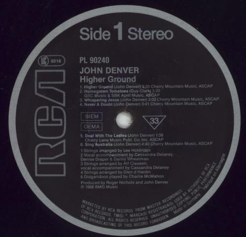 John Denver Higher Ground vinyl LP album (LP record) German DNVLPHI734282