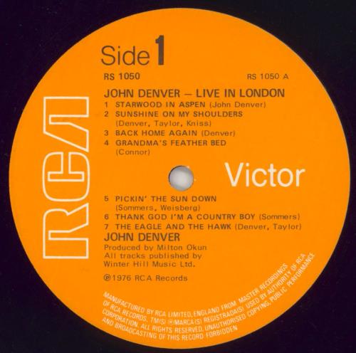 John Denver Live In London vinyl LP album (LP record) UK DNVLPLI261350