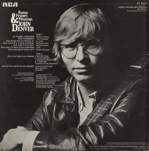 John Denver Poems, Prayers & Promises - F/L vinyl LP album (LP record) UK DNVLPPO495363